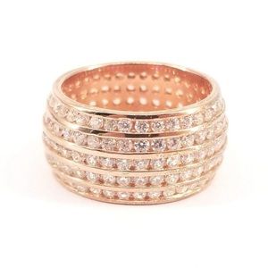 Rose Gold Vermeil Round Cut Cubic Zirconia 10mm Band